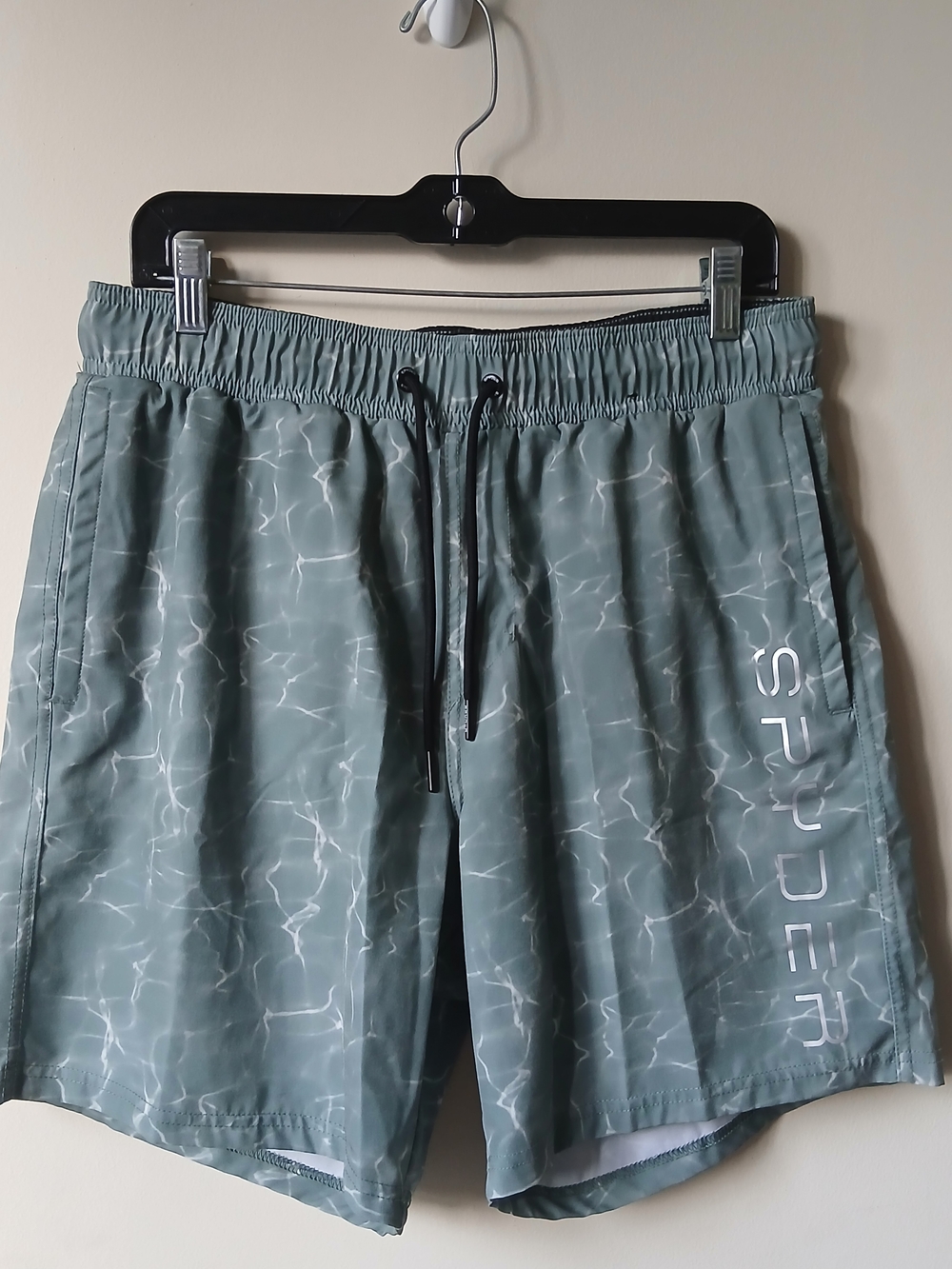 Spyder Men's Green Water-Print Swim Trunks
